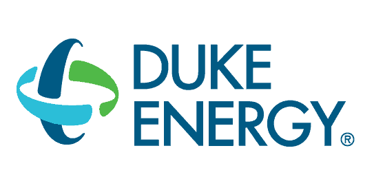 Duke energy logo on a green background with environmental focus.