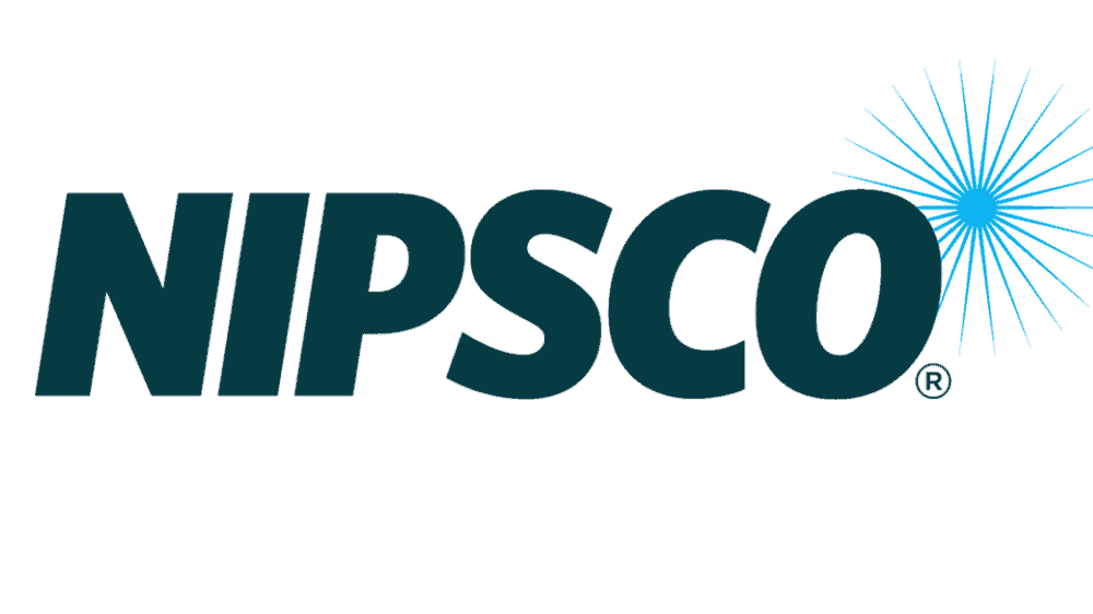 A blue background displaying the nipsco logo, GOEVIN.
