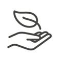 A line icon of a hand holding a leaf in the GOEVIN style.